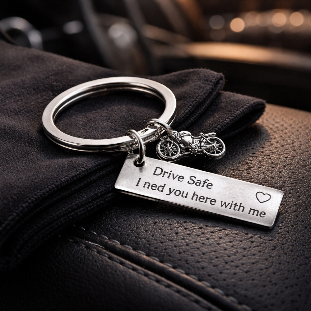Motorcycle 'Drive Safe' Keychain